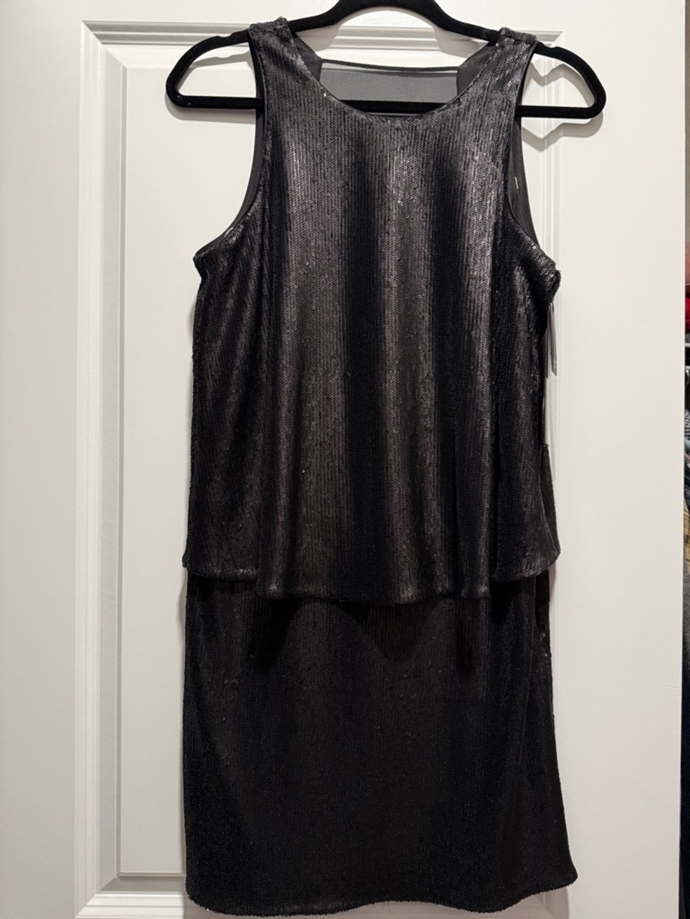 NWT Halston Heritage Black Shimmer Sleeveless Mini Dress